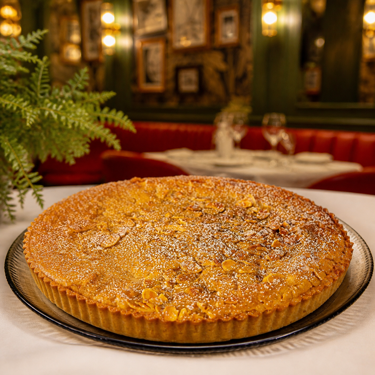 Bakewell Tart presented in the Pecks restaurant