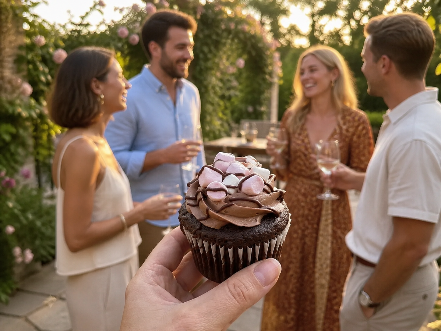 Pecks Chocolate Celebration Cupcakes at a garden party