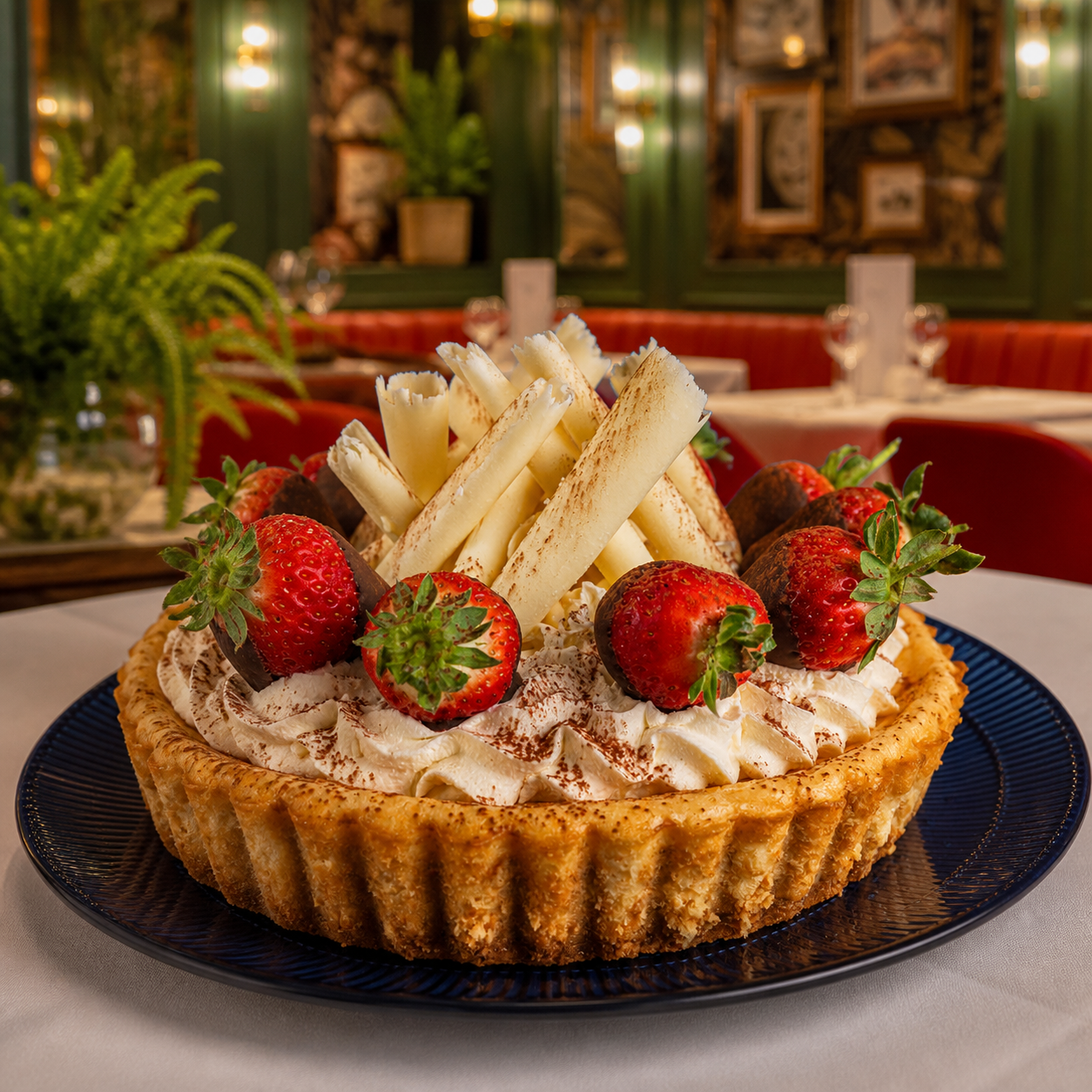 White Chocolate Cheesecake presented in the Pecks restaurant